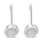 Mother of Pearl Oval Silver Stud Earrings, e346